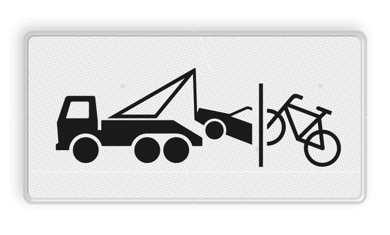 Verkeersbord RVV OB304c - Onderbord - Wegsleep- en knipregeling van kracht