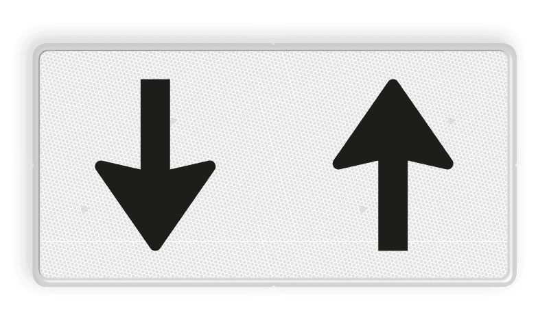 Verkeersbord RVV OB505 - Onderbord - Pijlbord tegenliggers
