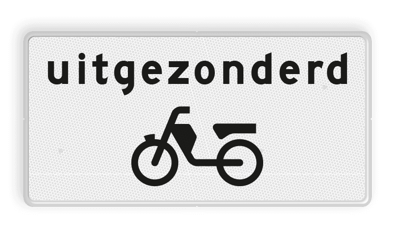 Verkeersbord RVV OB53 - Onderbord - Uitgezonderd bromfietsers