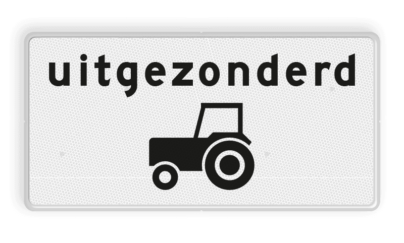 Verkeersbord RVV OB55 - Onderbord - Uitgezonderd tractoren