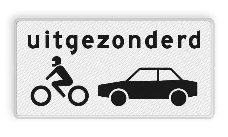 Verkeersbord RVV OB57 - Onderbord - Uitgezonderd motoren en auto's