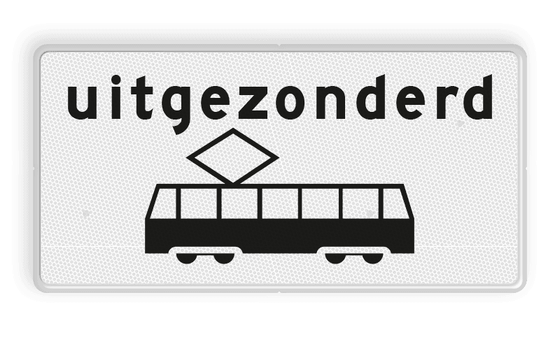 Verkeersbord RVV OB64 - Onderbord - Uitgezonderd tram