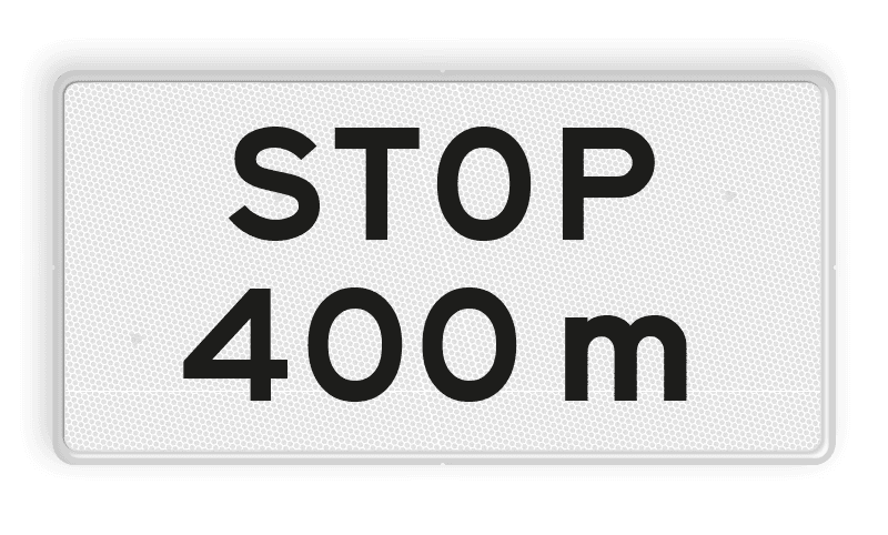 Verkeersbord RVV OB714 - Onderbord - STOP na XXXm