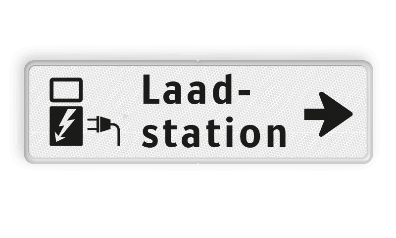 Verkeersbord RVV OBE05r - Onderbord -  Elektrisch laadstation rechts