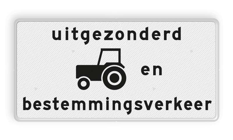 Verkeersbord RVV OB55OB108 - Onderbord - Uitgezonderd tractoren en bestemmingsverkeer