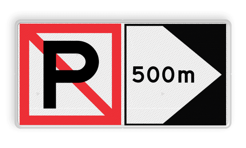 Scheepvaartbord BPR A.5 + F.2a - Verboden ligplaats te nemen (ankeren en meren) aan de zijde van de pijl