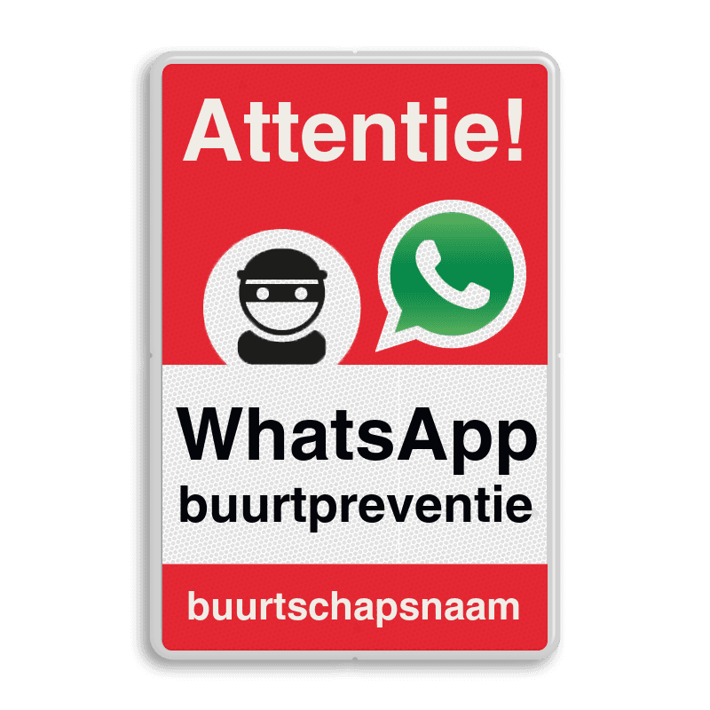 WhatsApp Attentie Buurtpreventie Informatiebord 02 - L209wa-r