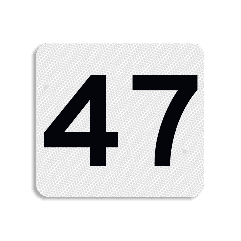 Plaque de numéro de maison blanche réfléchissante classe 3