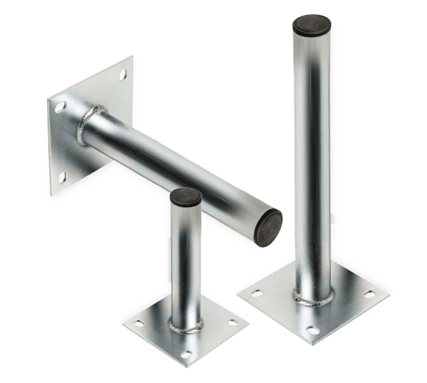 Rechte muur-, grond- of plafondbeugel Ø48mm - Aluminium