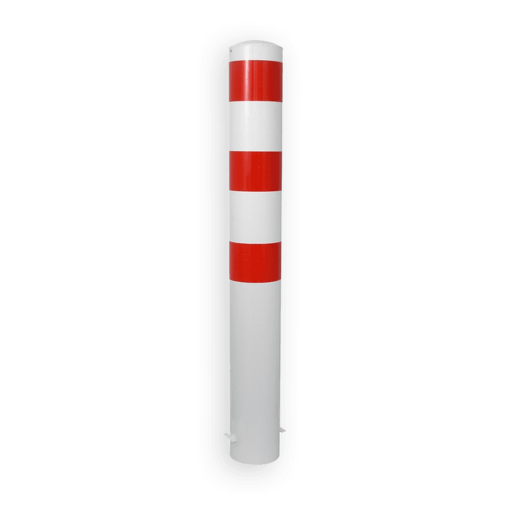 Rampaal staal Ø89x900mm met diverse montageopties, wit/rood