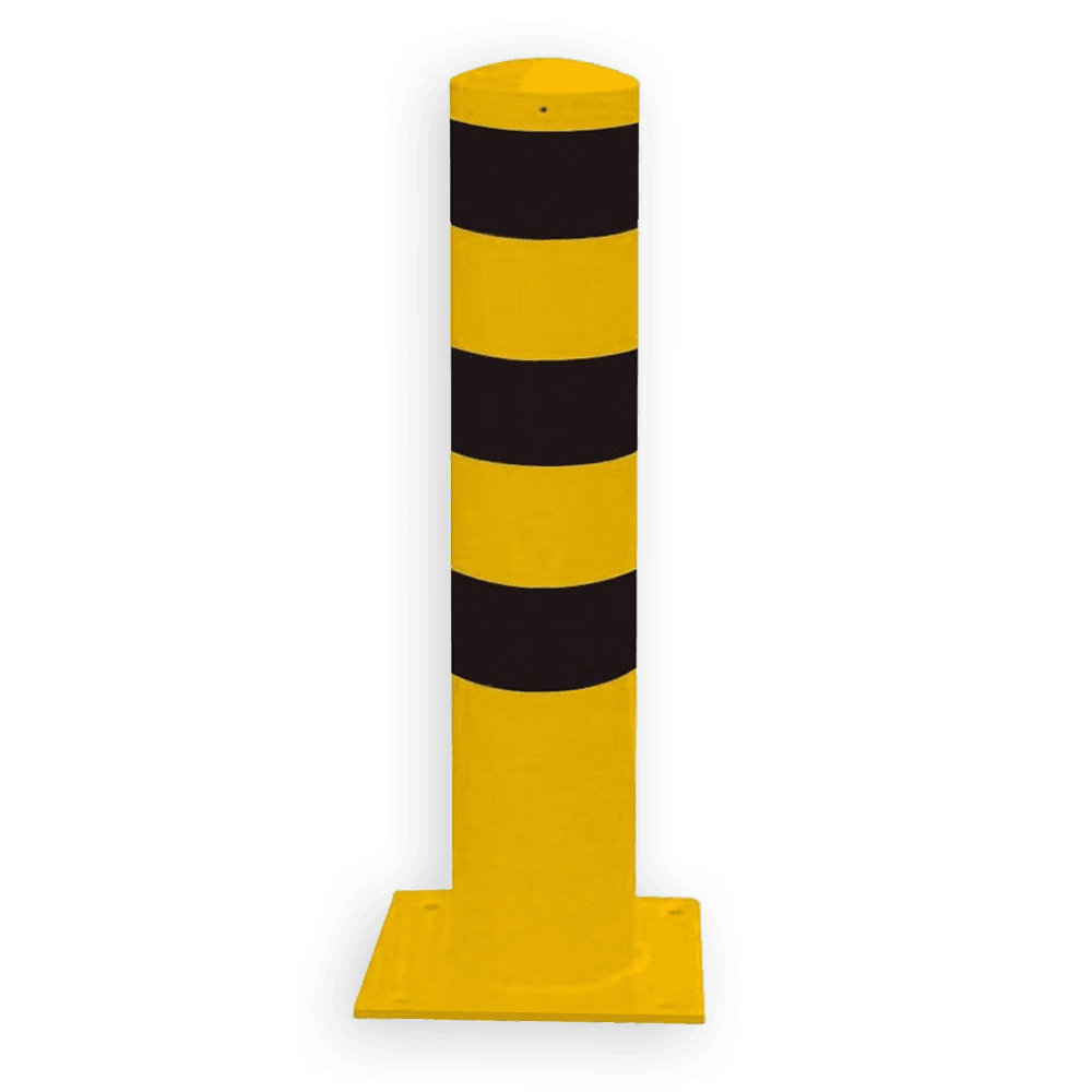 Rampaal Ø193x1000mm met voetplaat, verzinkt of geel/zwart
