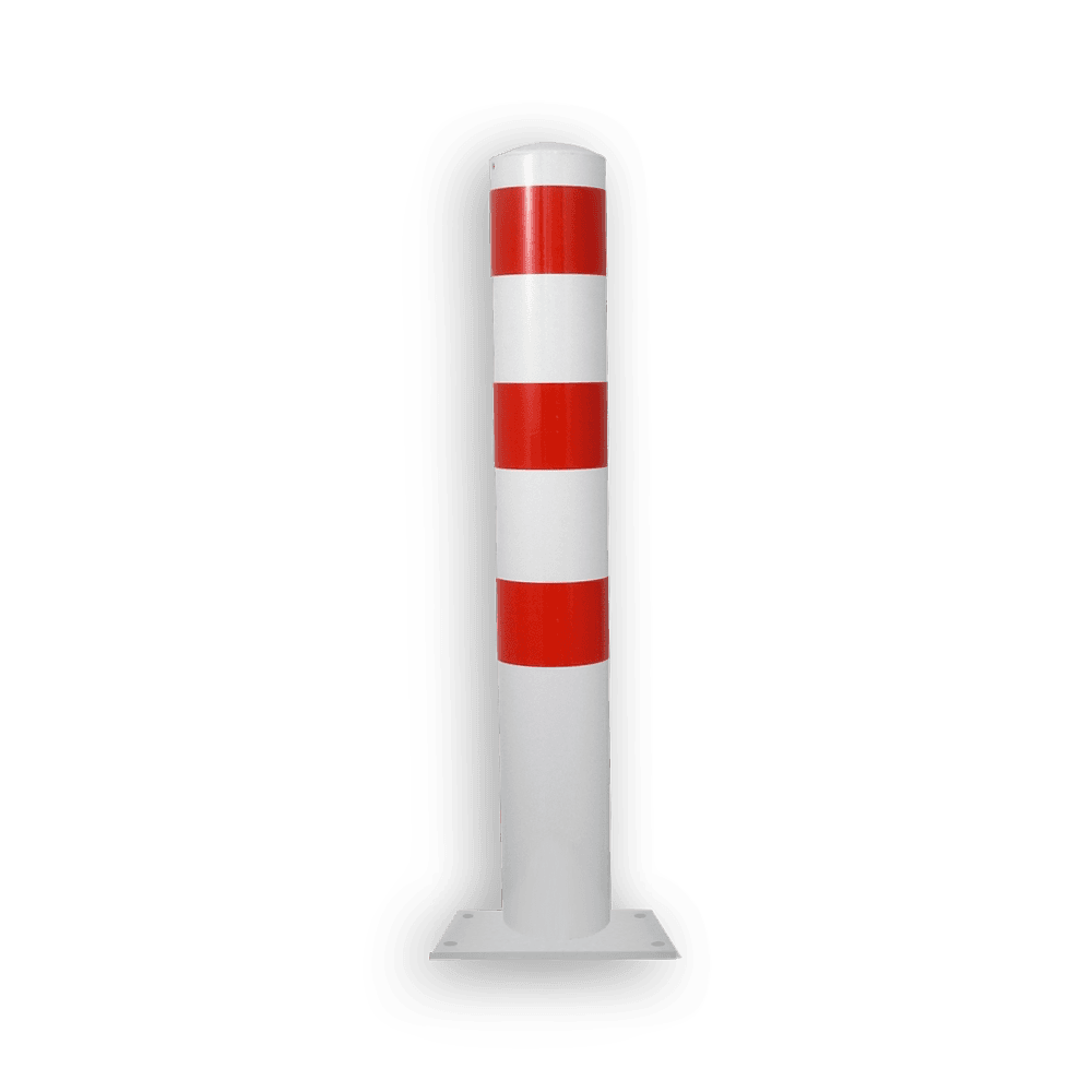 Rampaal Ø193x1000mm met voetplaat, verzinkt of wit/rood