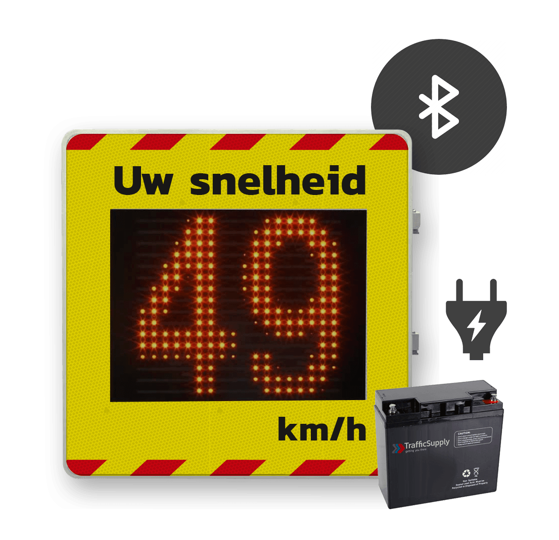 Snelheidsdisplay LED voor vaste spanning 230V + front reflecterend in huisstijl