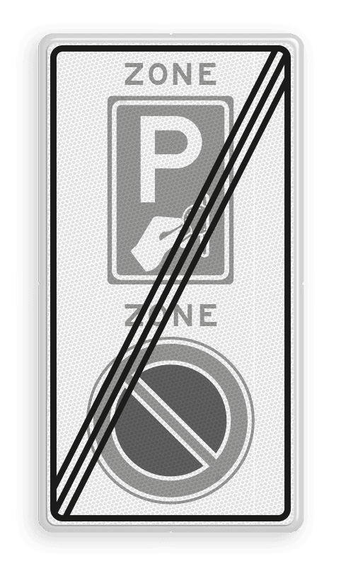Verkeersbord RVV E01BW111ze - ZONE bord einde