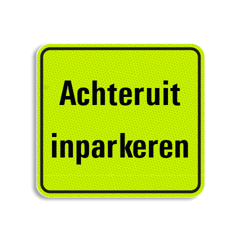 Huisnummerbord Fluor met tekst 119x109mm - klasse 3