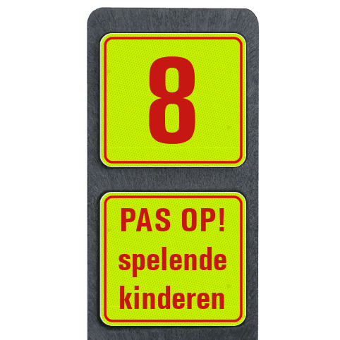 Huisnummerpaal met BORD Fluor Modern met tekst - klasse 3