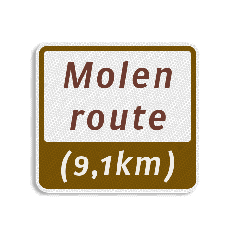 Wandelroutebord 119x109mm met tekst - klasse 3