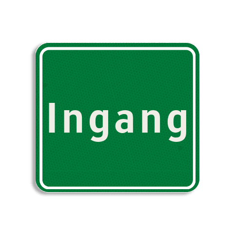 Vlak terreinbord 119x109mm Groen/wit - Ingang