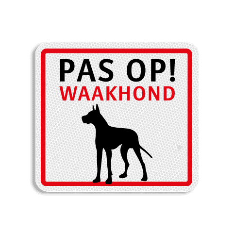Vlak terreinbord 119x109mm - PAS OP! Waakhond