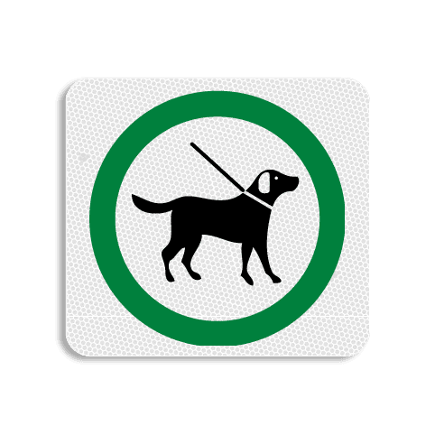Vlak terreinbord 119x109mm - Pictogram Honden aangelijnd toegestaan