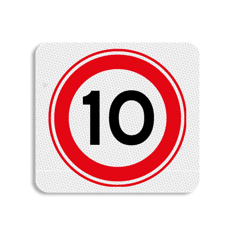 Vlak terreinbord 119x109mm - Pictogram Snelheid max. 10 km/h