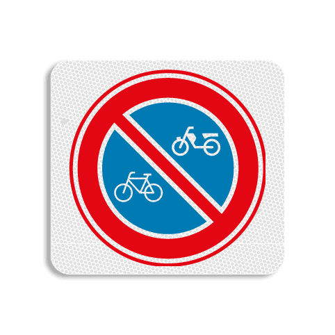 Vlak terreinbord 119x109mm - Pictogram (Brom-)fietsen stallen verboden