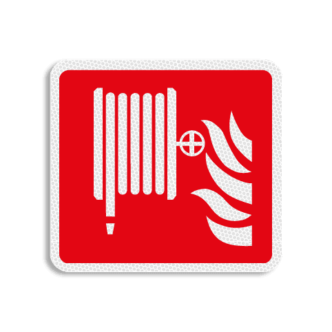 Vlak terreinbord 119x109mm rood/wit - Pictogram Brandslang