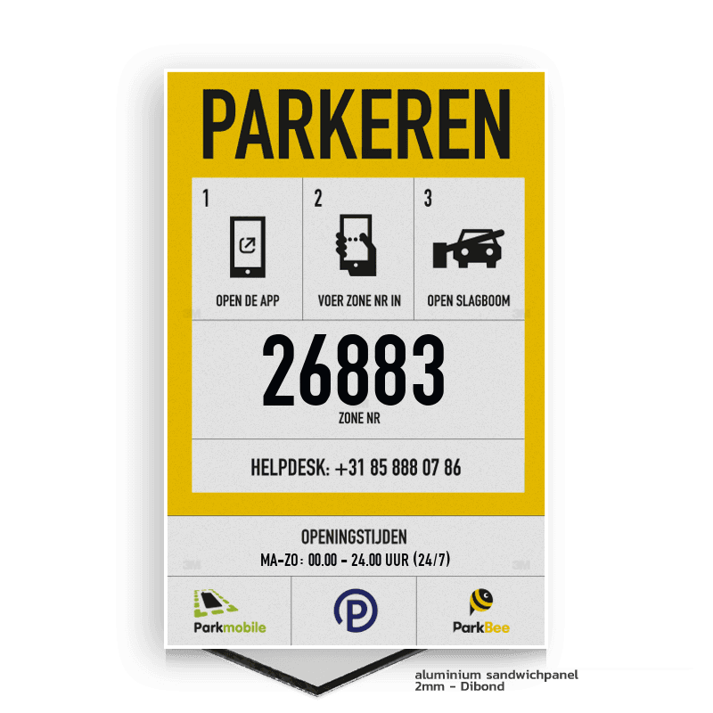 Zonebord PARKEREN - VLAK - Entree - ParkBee
