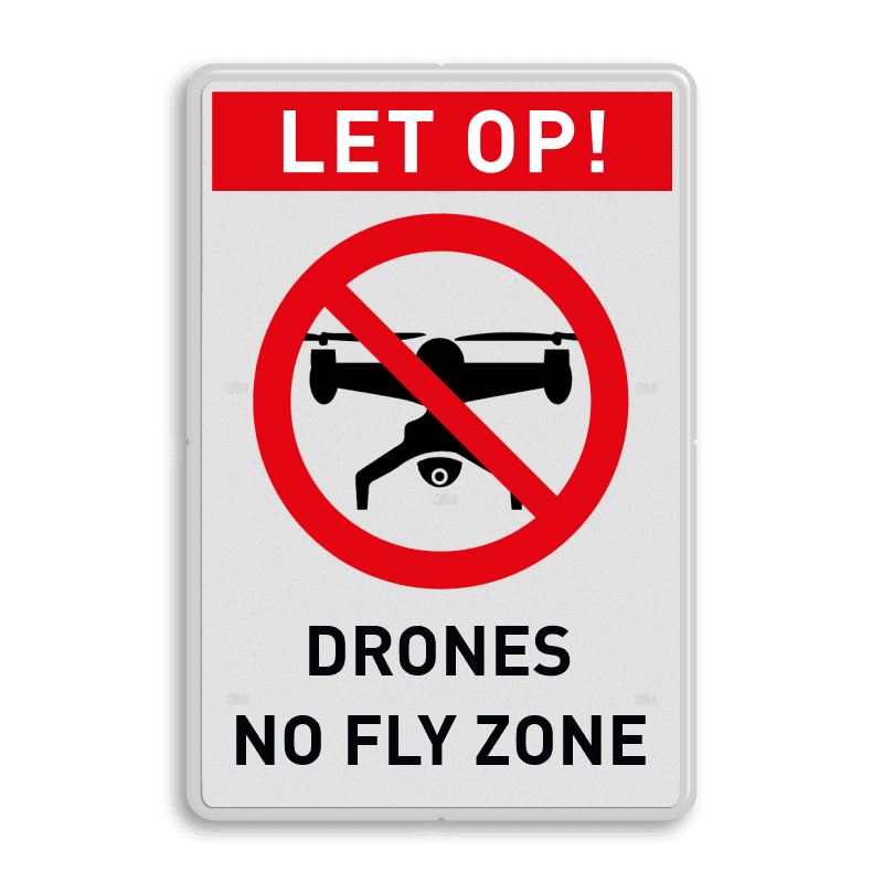 Verkeersbord Drones no fly zone - reflecterend