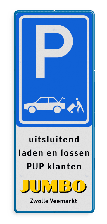 Informatiebord parkeren PUP klanten + JUMBO logo