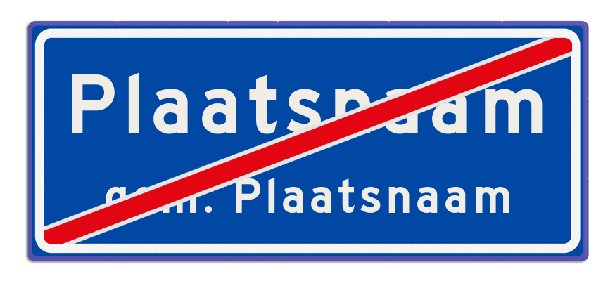 Plaatsnaambord 1240x520 mm RVV H02b (einde) - Einde bebouwde kom