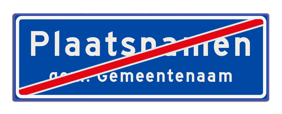 Plaatsnaambord 1540x520 mm RVV H02b (einde)