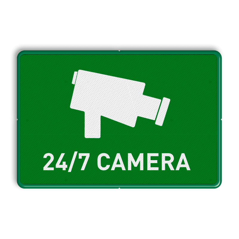 Informatiebord - 24/7 Camerabewaking - Groen / Wit