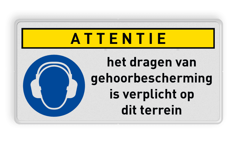 Veiligheidsbord M003 met tekst Dragen gehoorbescherming verplicht