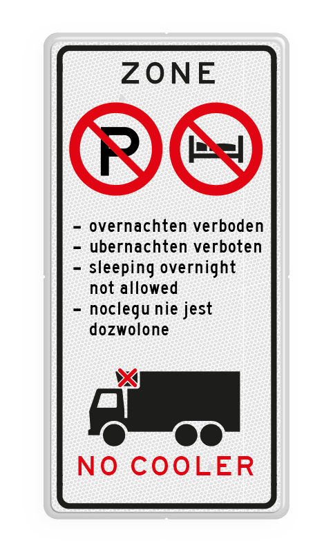 Informatiebord 1:2 Overnachten verboden - NO COOLING