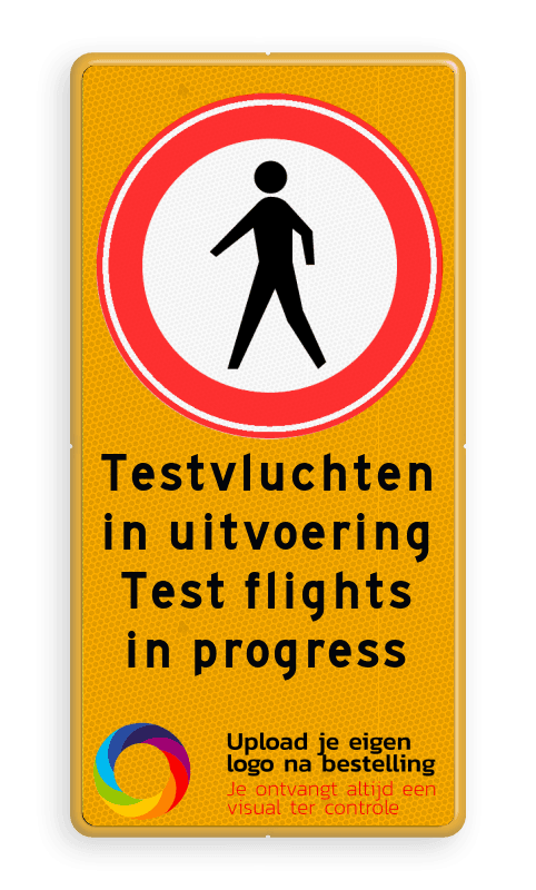 Tijdelijk bord C16 met tekst en logo