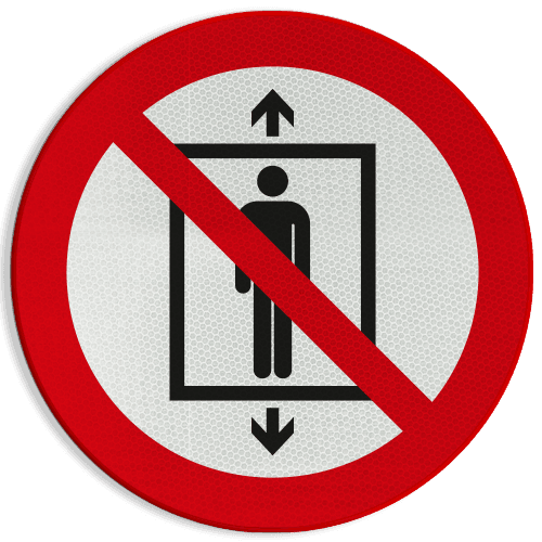 Veiligheidspictogram P027 - Lift voor personen verboden - reflecterend