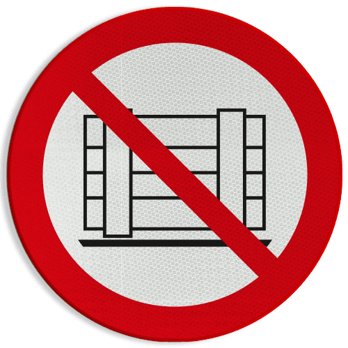 Veiligheidspictogram P023 - Verboden goederen neer te zetten - reflecterend