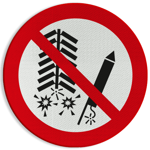 Veiligheidspictogram P040 - Ontsteken van vuurwerk verboden - reflecterend