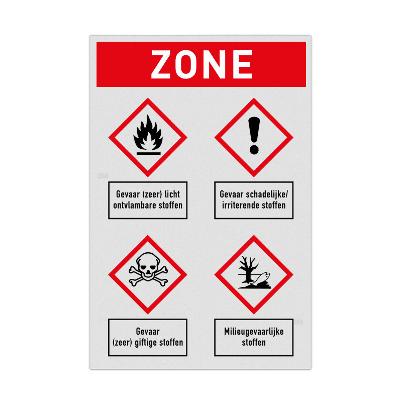Veiligheidsbord met gevaar (GHS) symbolen - reflecterend