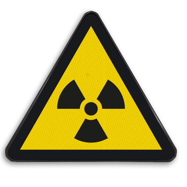 Veiligheidspictogram W003 - Gevaar voor radioactief materiaal - reflecterend