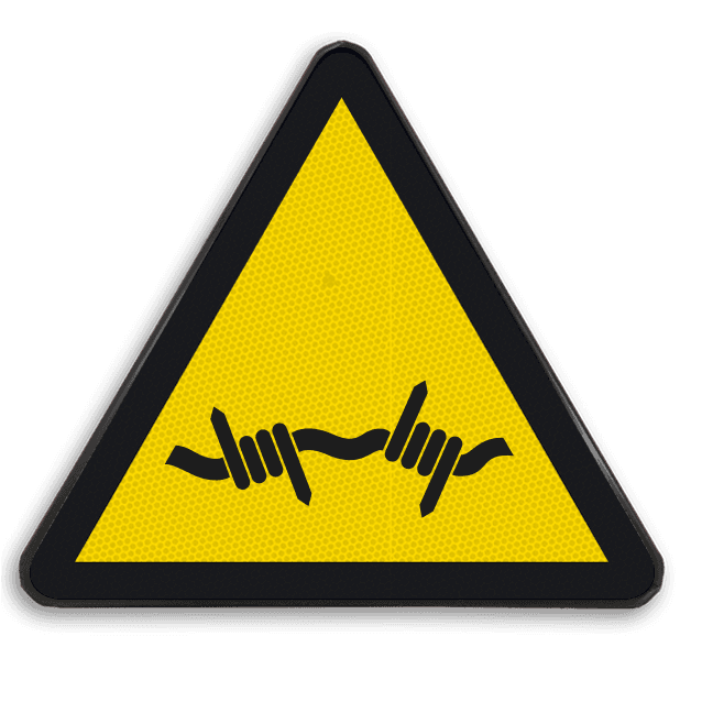 Autocollant ou panneau - W033 - Fil barbelé