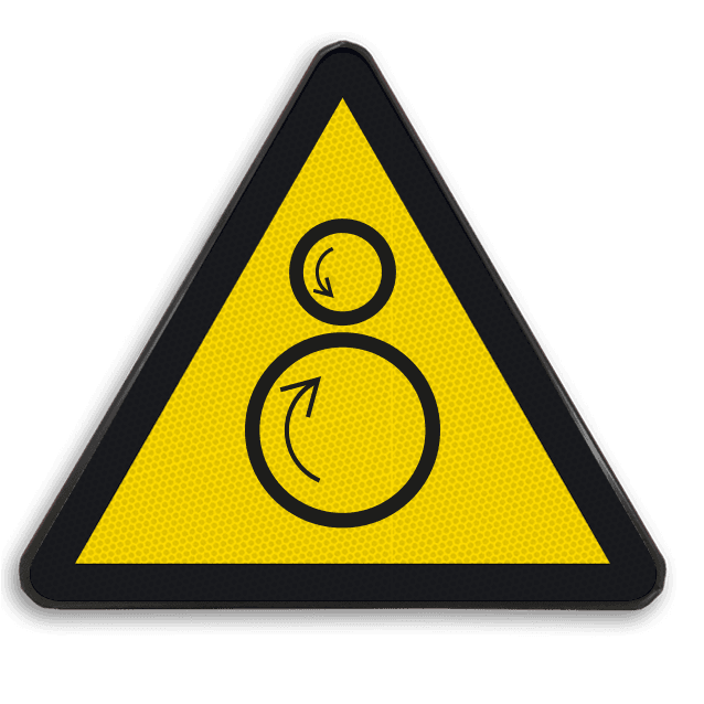 Veiligheidspictogram W025 - Gevaar voor indraaien - reflecterend