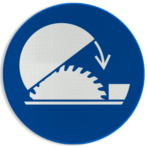 Veiligheidspictogram M031 - Gebruik cirkelzaagbescherming - reflecterend