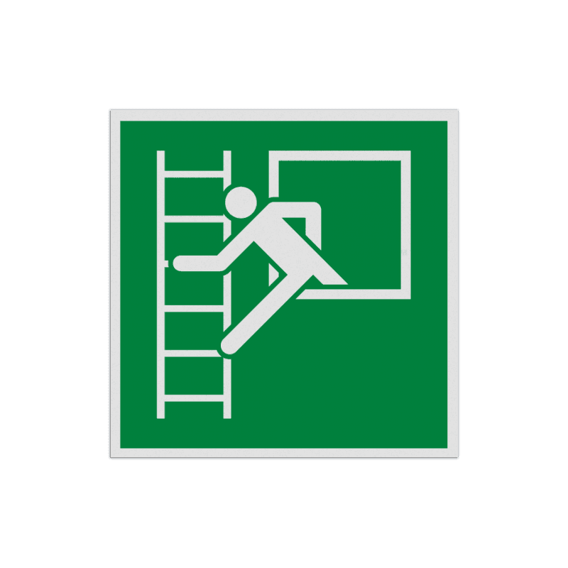Veiligheidspictogram E016 - Vluchtraam met brandladder - reflecterend