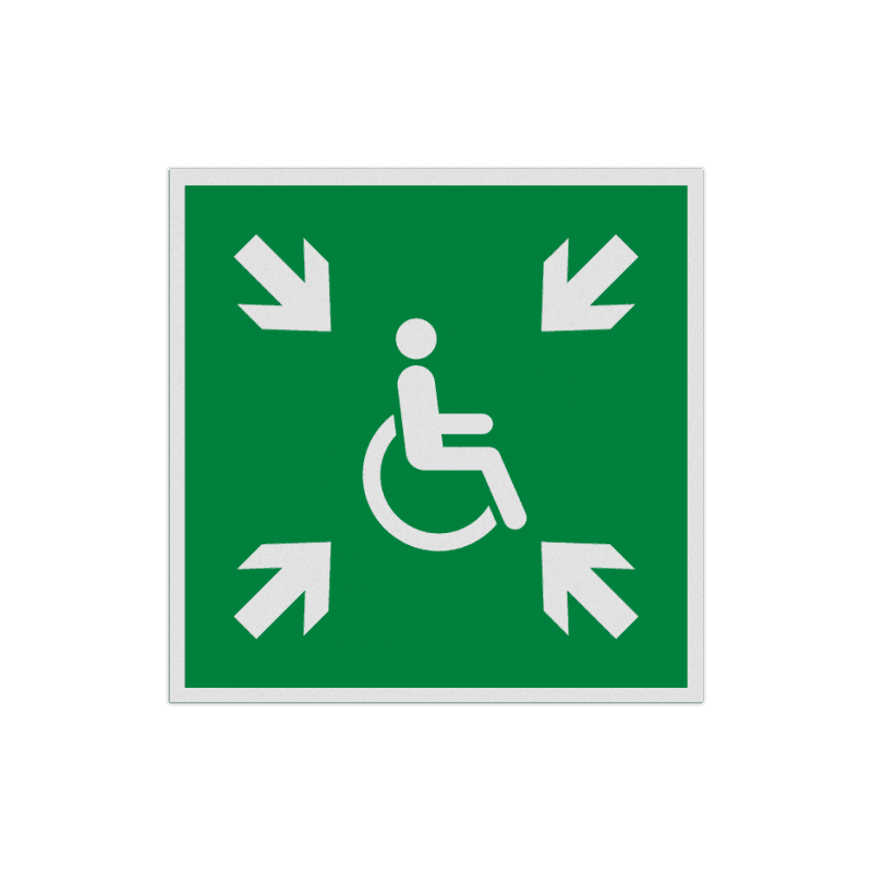 Veiligheidspictogram E024 - Tijdelijke verzamelplaats voor evacuatie - reflecterend