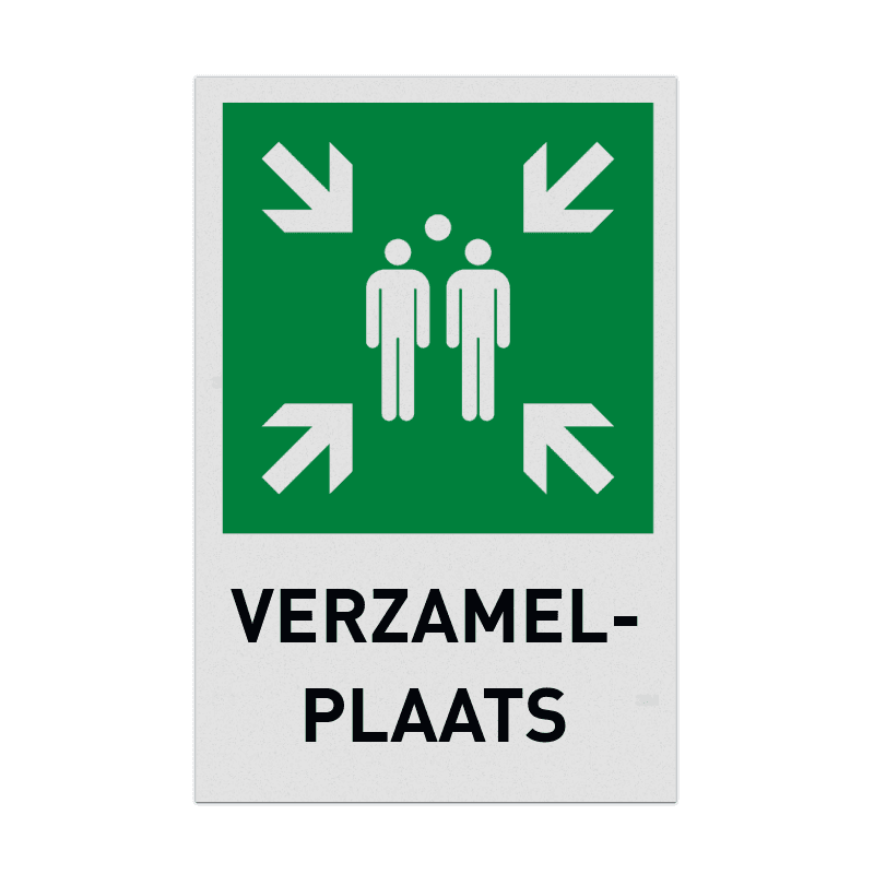 Veiligheidspictogram E007 - Verzamelplaats met tekst - reflecterend