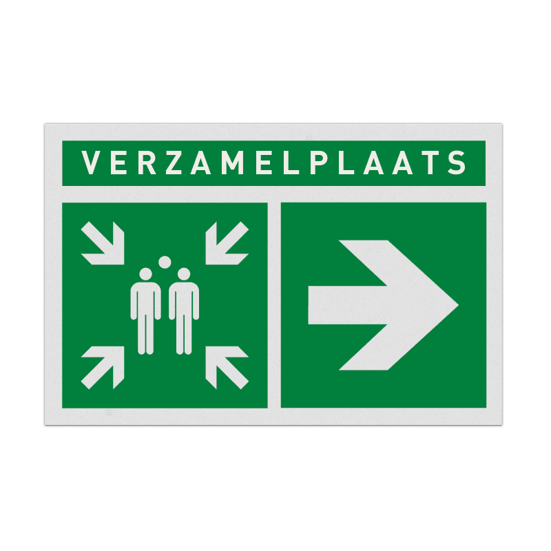 Veiligheidspictogram E007 - Verzamelplaats rechts - reflecterend