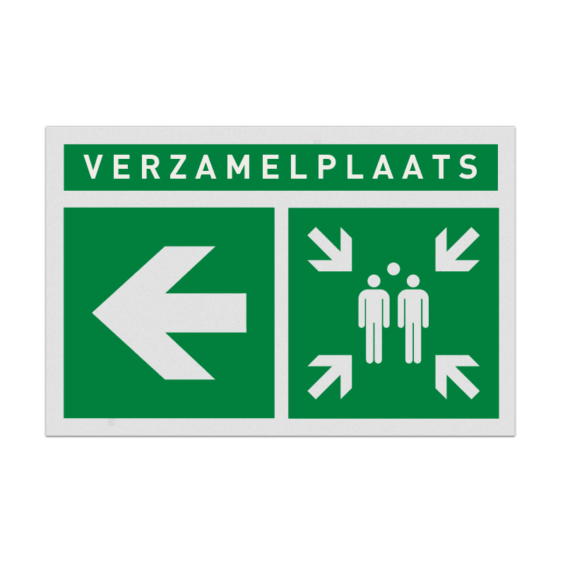 Veiligheidspictogram E007 - Verzamelplaats links - reflecterend