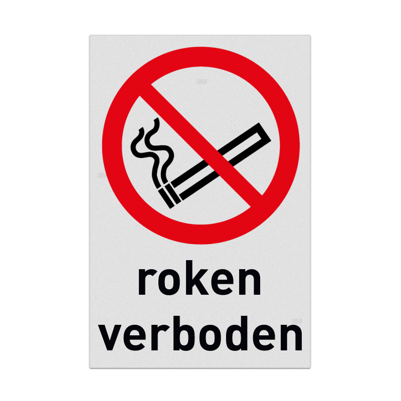 Veiligheidspictogram P002 - Roken verboden met tekst - reflecterend